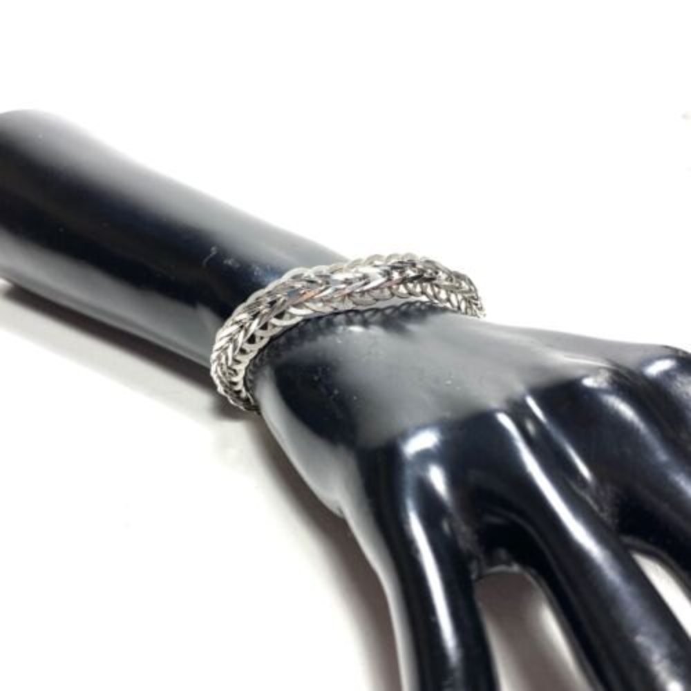 American Sterling Silver Bracelet Flat Byzantine Chain Link Interlocking